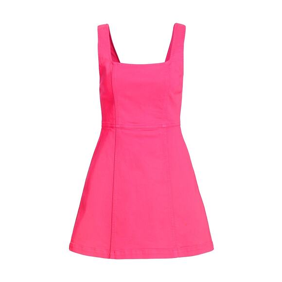 Alice + Olivia 'Ramsey' Pink Stretch Denim Sleeveless Square Neck Mini Dress - Picture 1 of 5